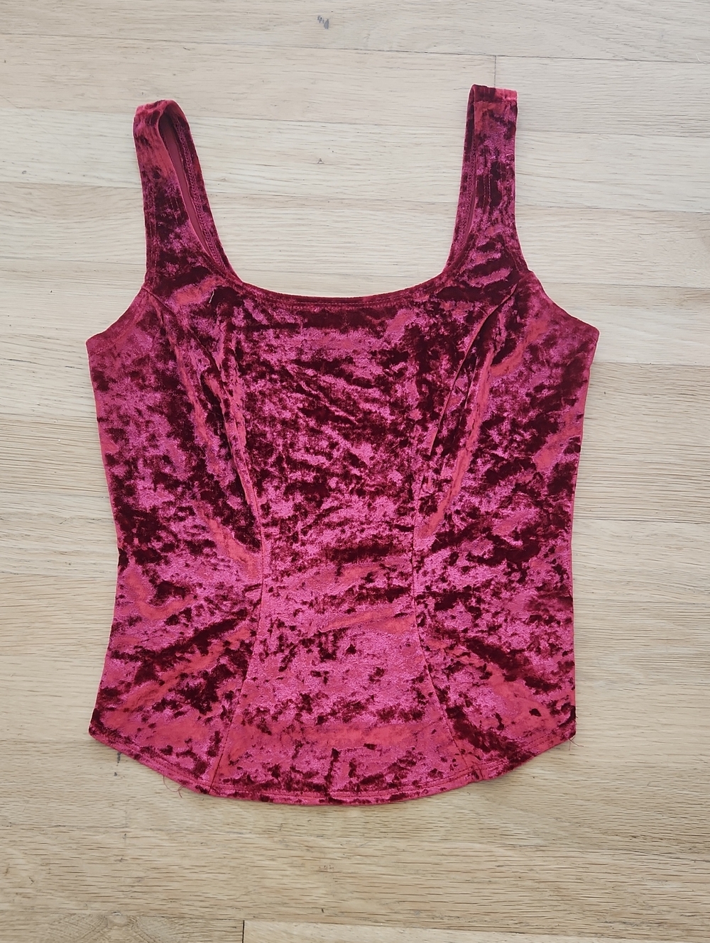 Vintage Crushed Velvet Corset Style Tank Top